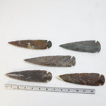 5 Stone Ornamental Spearheads  #08710  Arrowhead