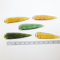 5 Glass Ornamental Spearheads  #7314  Arrowhead