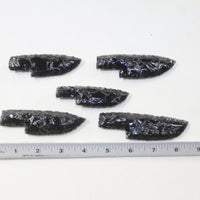 5 Small Obsidian Ornamental Knife Blades  #4524  Mountain Man Knife