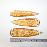 3 Glass Ornamental Spearheads  #5918  Arrowhead