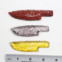 3 Small Glass Ornamental Knife Blades  #171D  Mountain Man Knife