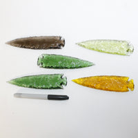 5 Glass Ornamental Spearheads  #6814  Arrowhead