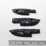 3 Small Obsidian Ornamental Knife Blades  #4424  Mountain Man Knife