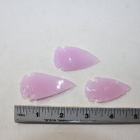 3 Pink Glass Ornamental Arrowheads  #1125  Arrowhead