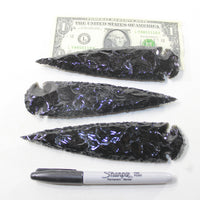 3 Obsidian Ornamental Spearheads  #8520  Arrowhead