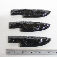 3 Obsidian Ornamental Knife Blades  #1018  Mountain Man Knife