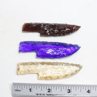 3 Small Glass Ornamental Knife Blades  #011D  Mountain Man Knife