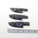 3 Small Obsidian Ornamental Knife Blades  #9223  Mountain Man Knife
