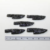 5 Small Obsidian Ornamental Knife Blades  #2923  Mountain Man Knife