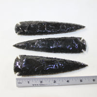 3 Obsidian Ornamental Spearheads  #1625  Arrowhead