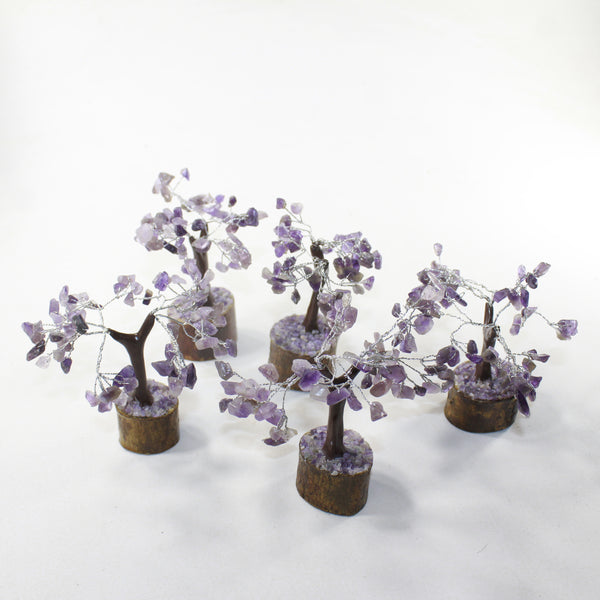 5 Small Amethyst Gemstone Chip Trees 3-4 Inch #8420