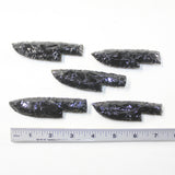 5 Small Obsidian Ornamental Knife Blades  #8123  Mountain Man Knife