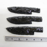 3 Obsidian Ornamental Knife Blades  #2118  Mountain Man Knife