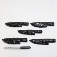 5 Obsidian Ornamental Knife Blades  #3810  Mountain Man Knife