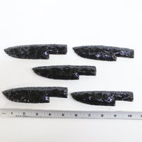 5 Obsidian Ornamental Knife Blades  #2218  Mountain Man Knife