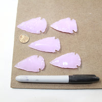 5 Pink Glass Ornamental Arrowheads  #5526  Arrowhead
