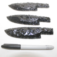 3 Obsidian Ornamental Knife Blades  #3115  Mountain Man Knife