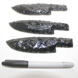 3 Obsidian Ornamental Knife Blades  #3115  Mountain Man Knife