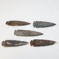 5 Stone Ornamental Spearheads  #08710  Arrowhead