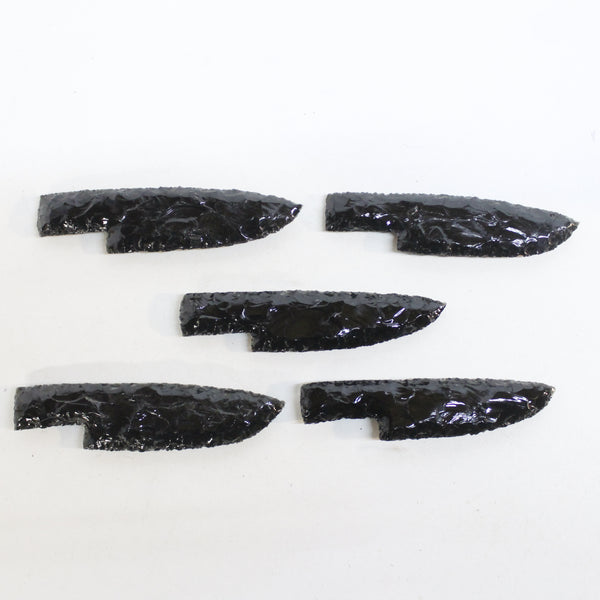 5 Obsidian Ornamental Knife Blades  #2218  Mountain Man Knife