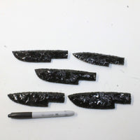5 Obsidian Ornamental Knife Blades  #681D  Mountain Man Knife