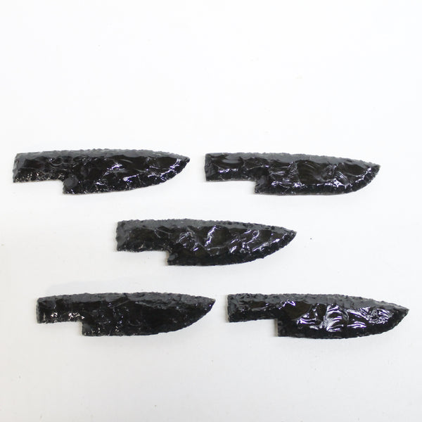 5 Obsidian Ornamental Knife Blades  #1018  Mountain Man Knife