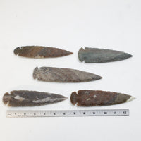 5 Stone Ornamental Spearheads  #08710  Arrowhead