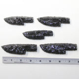 5 Small Obsidian Ornamental Knife Blades  #4524  Mountain Man Knife