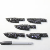 5 Small Obsidian Ornamental Knife Blades  #2923  Mountain Man Knife