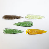 5 Glass Ornamental Spearheads  #6814  Arrowhead