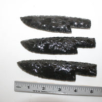 3 Obsidian Ornamental Knife Blades  #7816  Mountain Man Knife
