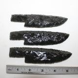 3 Obsidian Ornamental Knife Blades  #7816  Mountain Man Knife