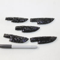 5 Small Obsidian Ornamental Knife Blades  #5624  Mountain Man Knife