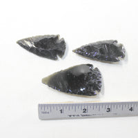 3 Large Obsidian Ornamental Arrowheads  #1433  Arrowhead