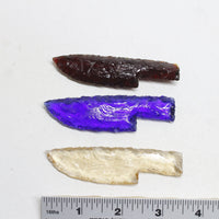 3 Small Glass Ornamental Knife Blades  #011D  Mountain Man Knife