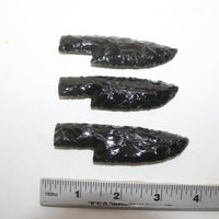 3 Small Obsidian Ornamental Knife Blades  #7916  Mountain Man Knife