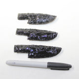 3 Small Obsidian Ornamental Knife Blades  #9223  Mountain Man Knife