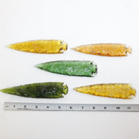 5 Glass Ornamental Spearheads  #7314  Arrowhead