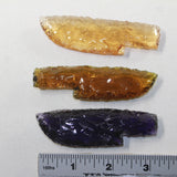 3 Small Glass Ornamental Knife Blades  #2527  Mountain Man Knife