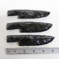 3 Obsidian Ornamental Knife Blades  #2118  Mountain Man Knife