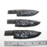 3 Obsidian Ornamental Knife Blades  #3115  Mountain Man Knife