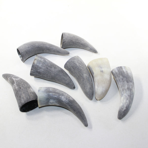 8 Raw Unfinished Cow Horn Tips #6025 Natural colored