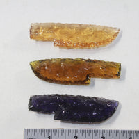 3 Small Glass Ornamental Knife Blades  #2527  Mountain Man Knife