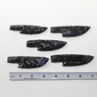 5 Small Obsidian Ornamental Knife Blades  #5624  Mountain Man Knife