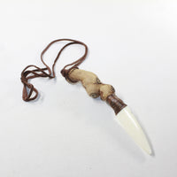 Grapevine Wood Handle Bone Blade Knife Necklace  #9120 Mountain Man Necklace