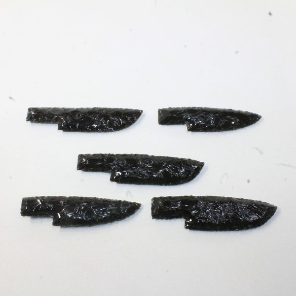5 Obsidian Ornamental Knife Blades  #681D  Mountain Man Knife