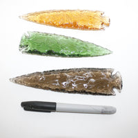 3 Glass Ornamental Spearheads  #9914  Arrowhead