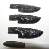 3 Small Obsidian Ornamental Knife Blades  #7916  Mountain Man Knife