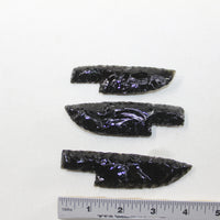 3 Small Obsidian Ornamental Knife Blades  #4424  Mountain Man Knife