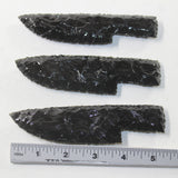 3 Obsidian Ornamental Knife Blades  #6731  Mountain Man Knife